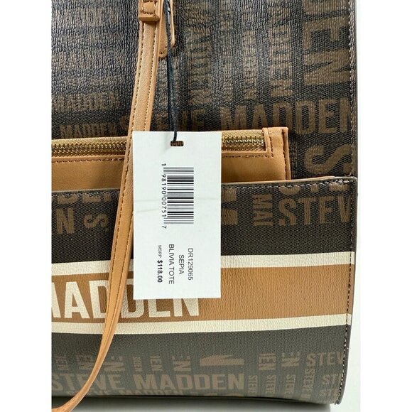 NEW Steve Madden Women's Large Blivia-Printed Logo Tote Bag with Pouch NWT $118 - Picture 5 of 6